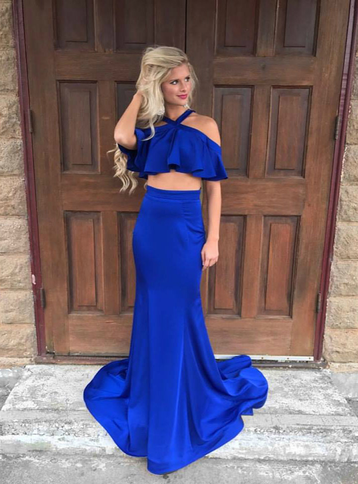 Royal blue two piece homecoming dress on sale