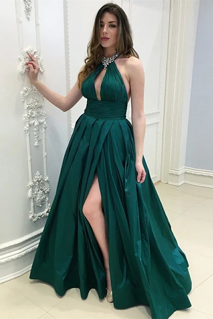 green halter top dress
