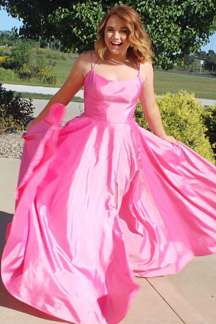 strapless open back dress Halley Dress | Hot Pink Stretch Crepe main image 0