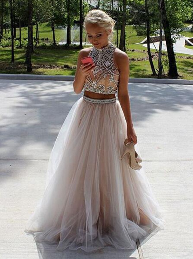 Cute 2 sales piece prom dresses
