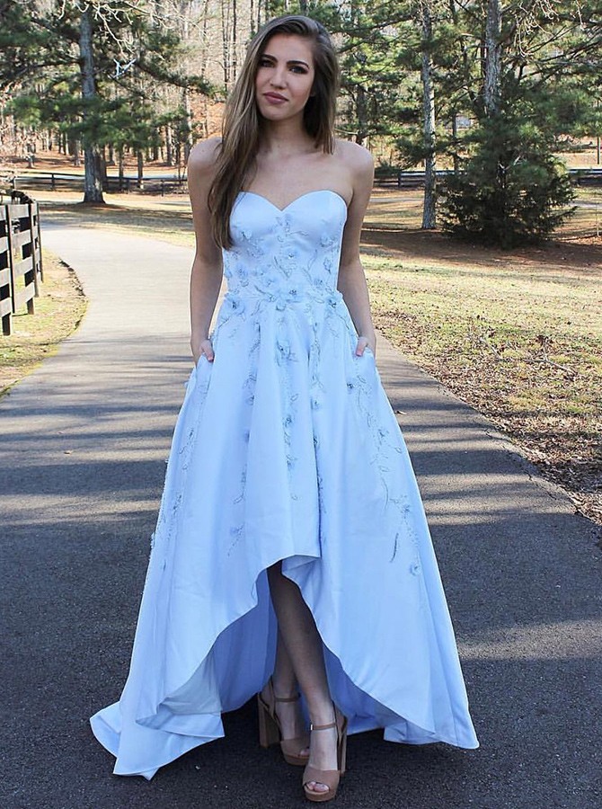 Baby blue high low dress deals
