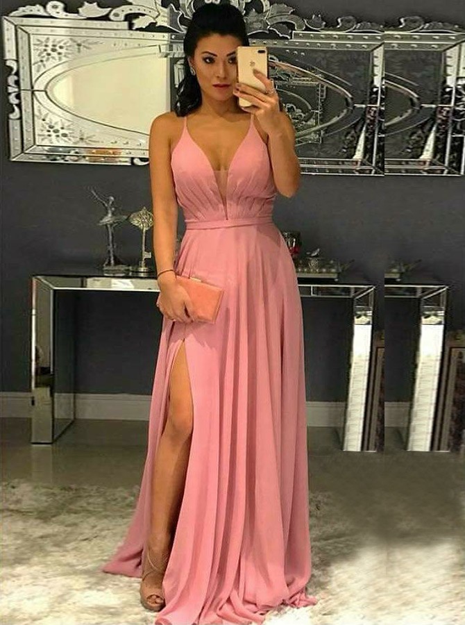 sachin and babi light blue dress Pink A Line Spaghetti Straps 3D Flowers Prom Dresses PL440 main image 1