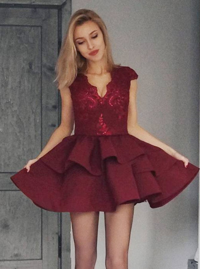 open lace back dress Tight Backless Short Lace Homecoming Dress main image 0