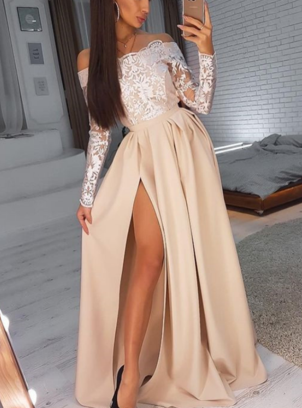sachin and babi light blue dress Off the Shoulder Purple Champagne Satin Prom Dress Long, Long Formal  Graduation Dress main image 0
