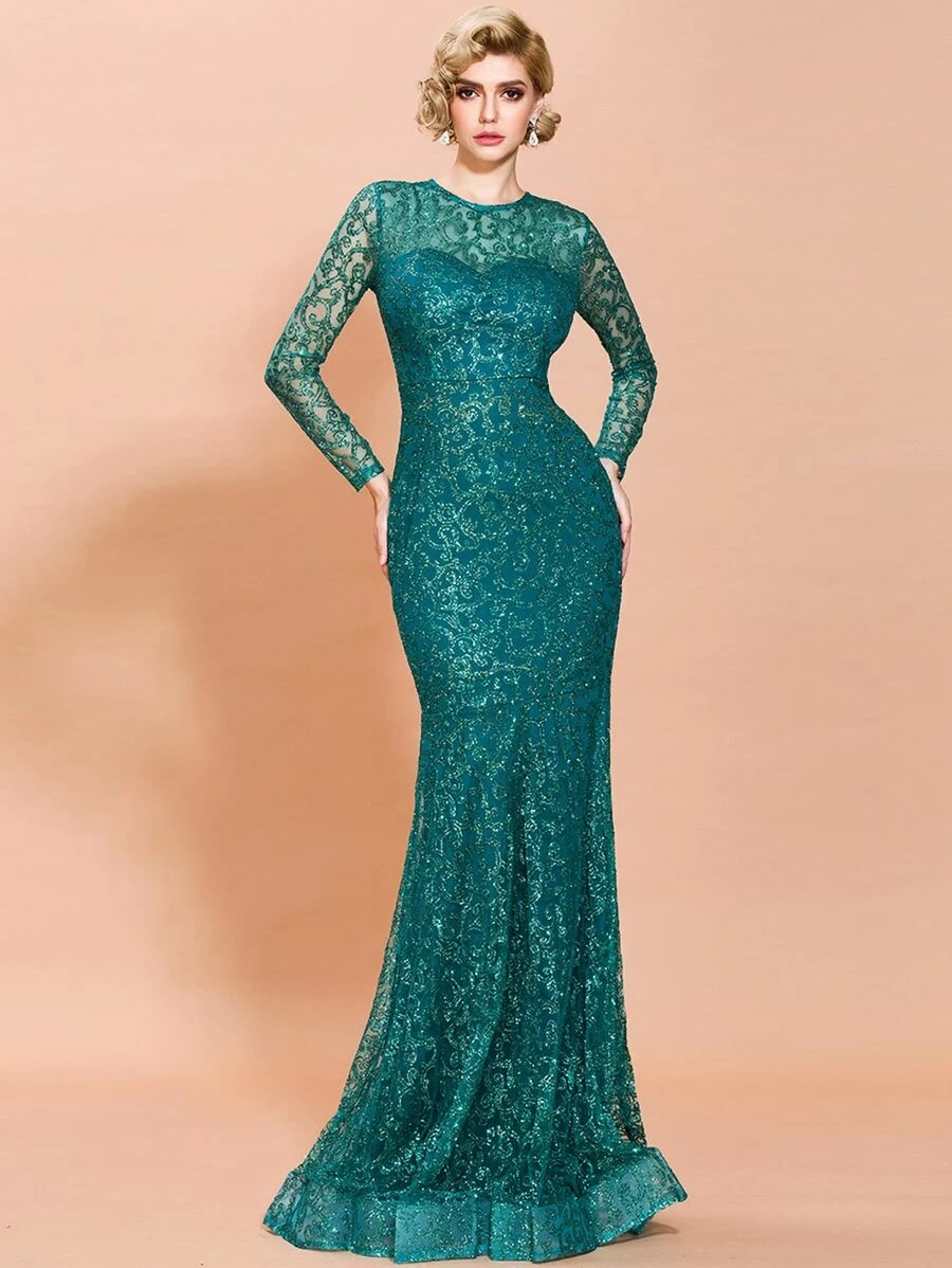 glitter mesh overlay dress GLITTER MESH SHIRRING SIDE PLUS MINI DRESS – Thick main image 0