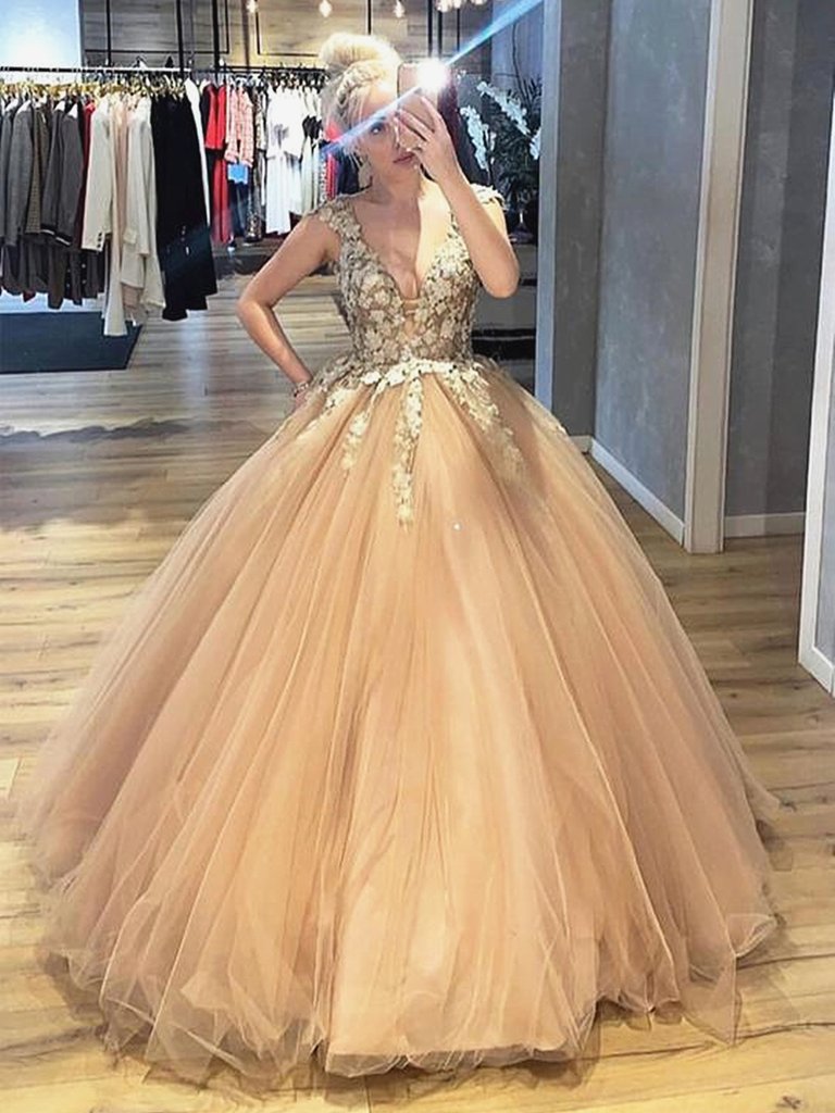Champagne color sales ball gown