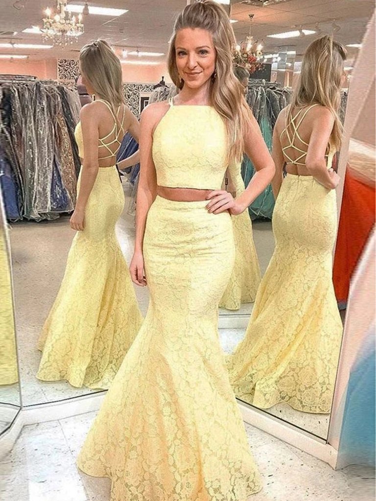 yellow lace homecoming dress