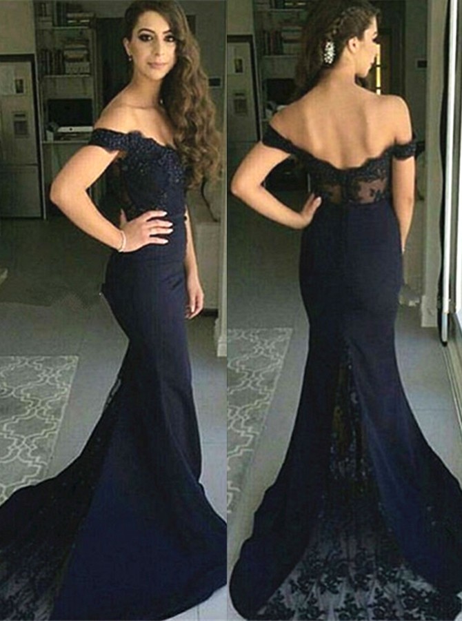 navy blue stretch dress
