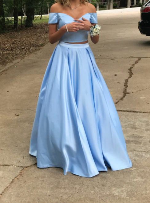 Off the shoulder sales two piece prom dress
