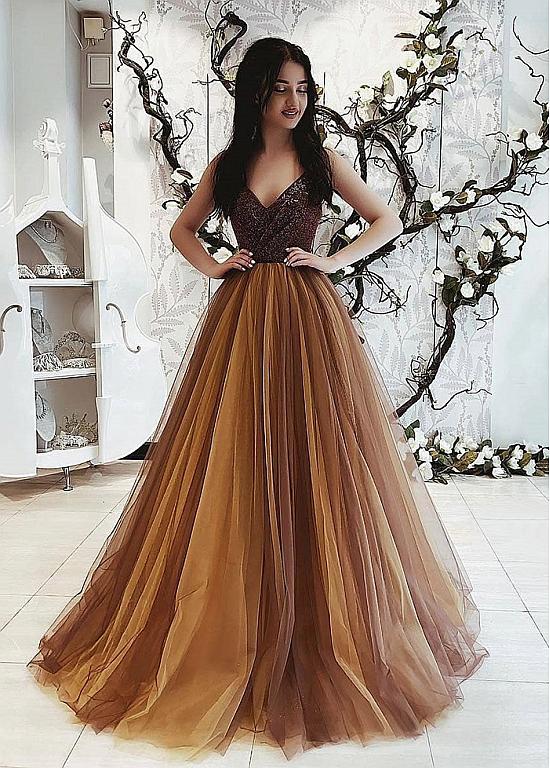 【完売品】acka volume tulle dress ブラウン Anastasia Tulle Maxi Dress - Cognac | Fashion Nova