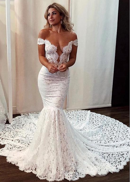 Slim mermaid shop wedding dresses