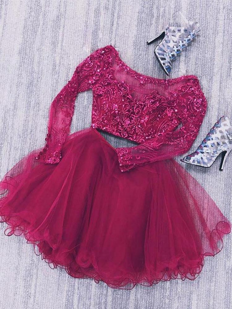 chinese dress ladies Simple Burgundy Homecoming Dresses with Pocket Cheap Graduation Dress –  SheerGirl