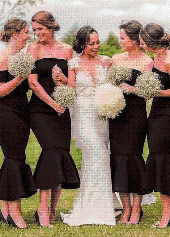 black mermaid bridesmaid dresses Black Bridesmaid Dress,Mermaid Bridesmaid Dress,Simple Bridesmaid Dress,BD00018, US20W / Burgundy main image 1