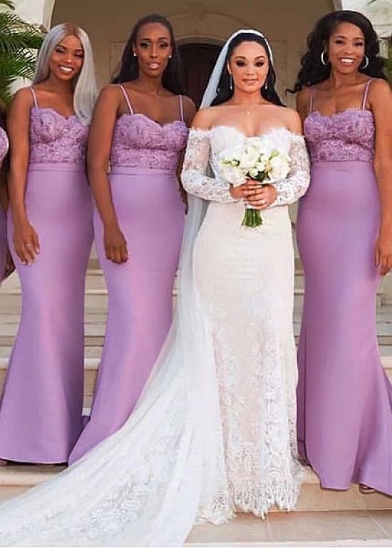 lavender satin bridesmaid dresses