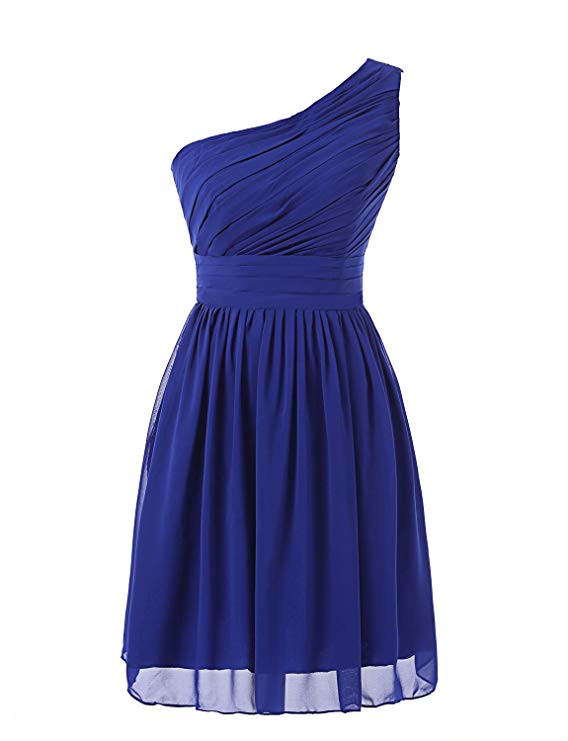 Short One Shoulder Chiffon Blue Bridesmaid Dresses Short One Shoulder Chiffon Blue Bridesmaid Dresses