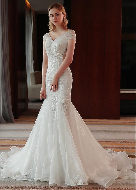 beaded mermaid wedding dress