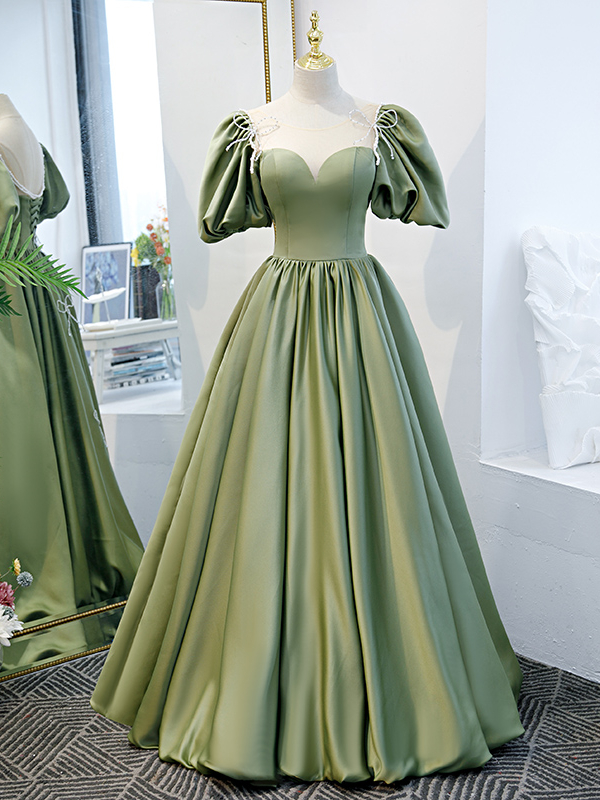 slim fit dress slacks Pistachio Pearl Halter Neck Dress – Elegant Evening Gown – Sage By Mala main image 1