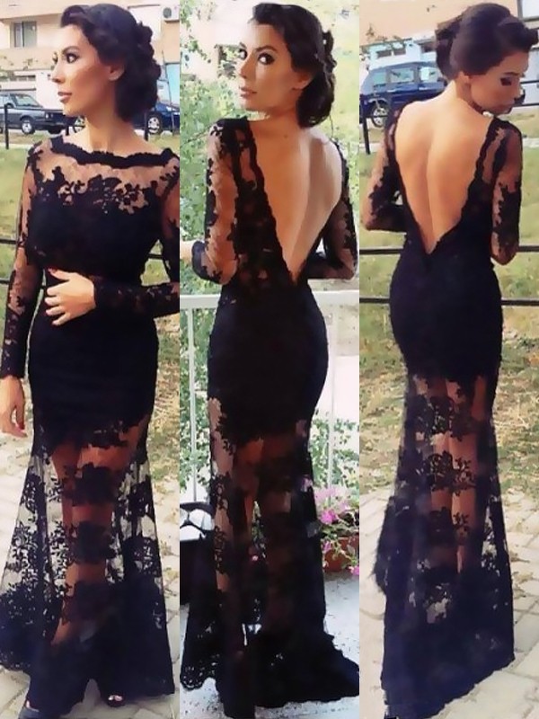 trumpet mermaid long sleeve prom dress
