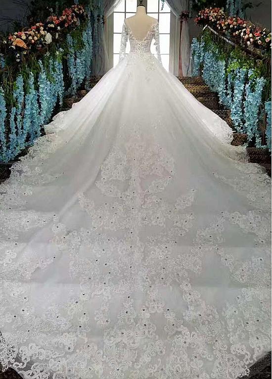 Lace Appliques & Beadings Tulle Bateau A-line Wedding Dress Lace Appliques & Beadings Tulle Bateau A-line Wedding Dress