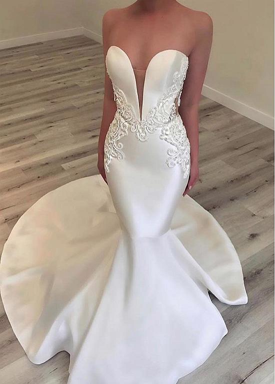 satin sweetheart mermaid wedding dress