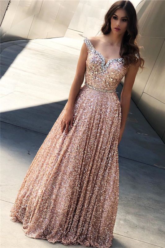 strapless open back dress Sparkle Prom Sequin Dresses Long Formal Evening Gowns – alinanova
