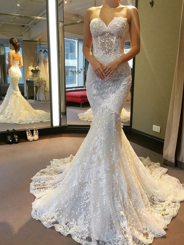sexy strapless wedding dress