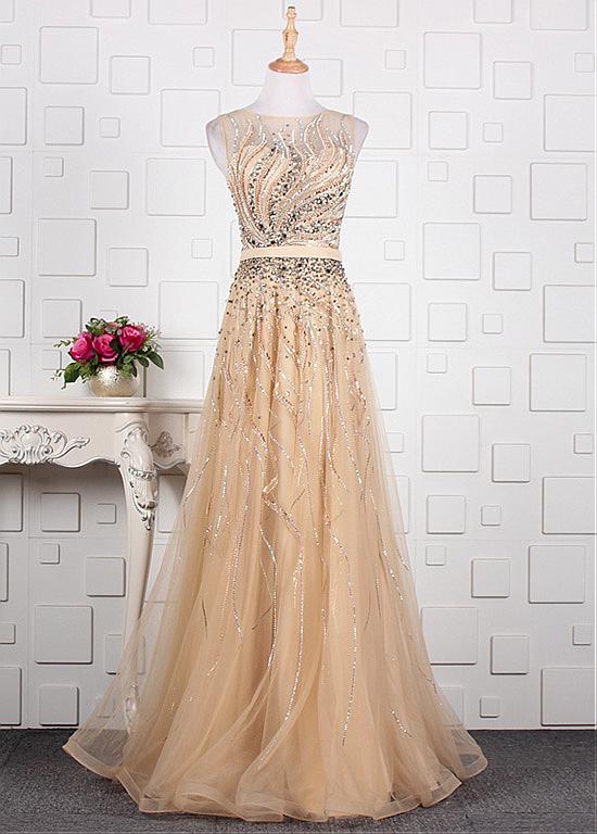 gold a line prom dress