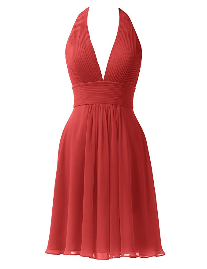 red chiffon cocktail dress