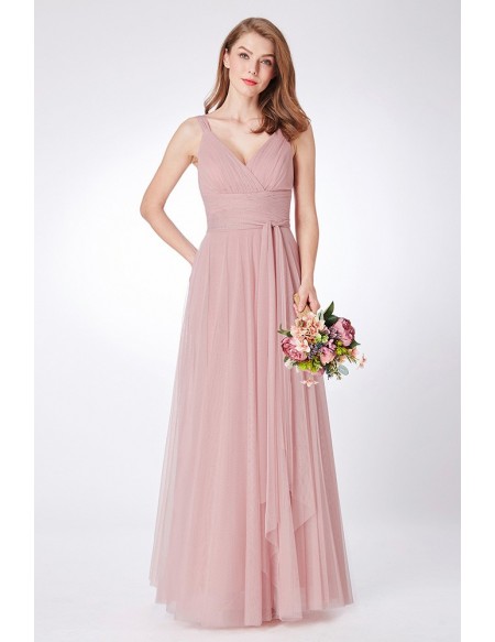 dusty rose tulle bridesmaid dresses Zapakasa Women Dusty Rose Tulle A-Line Long Bridesmaid Dress Off the  Shoulder Short Sleeves Wedding Guest Dress