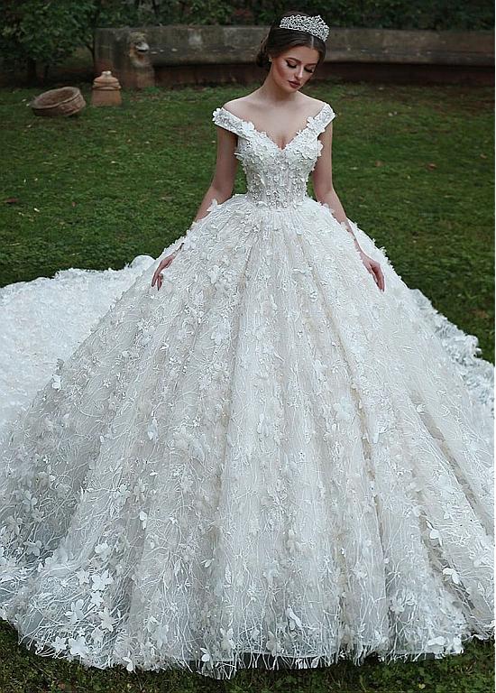 gown with 3d flowers