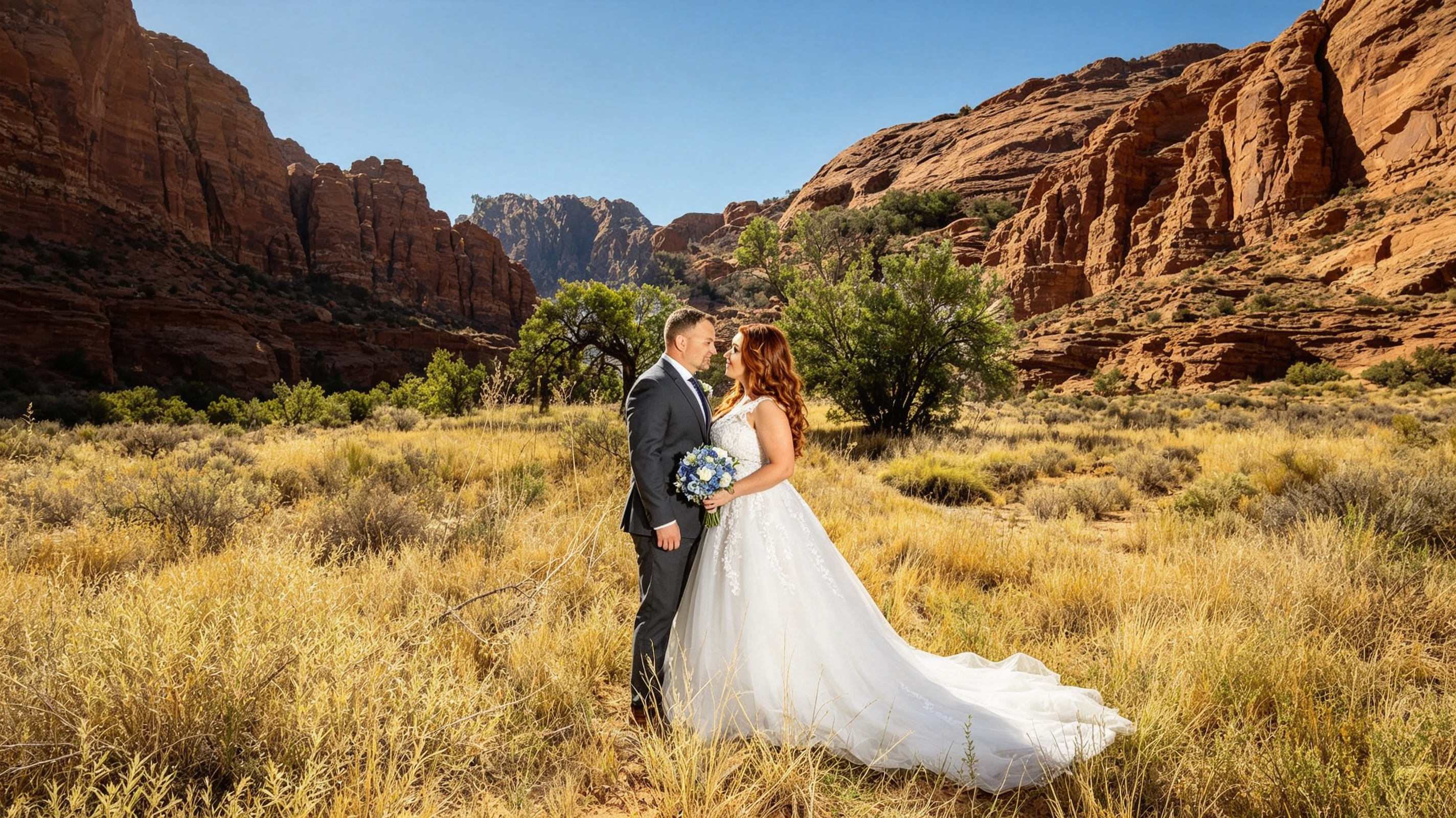affordable wedding dress that looks elegant in Las Vegas elopement photos