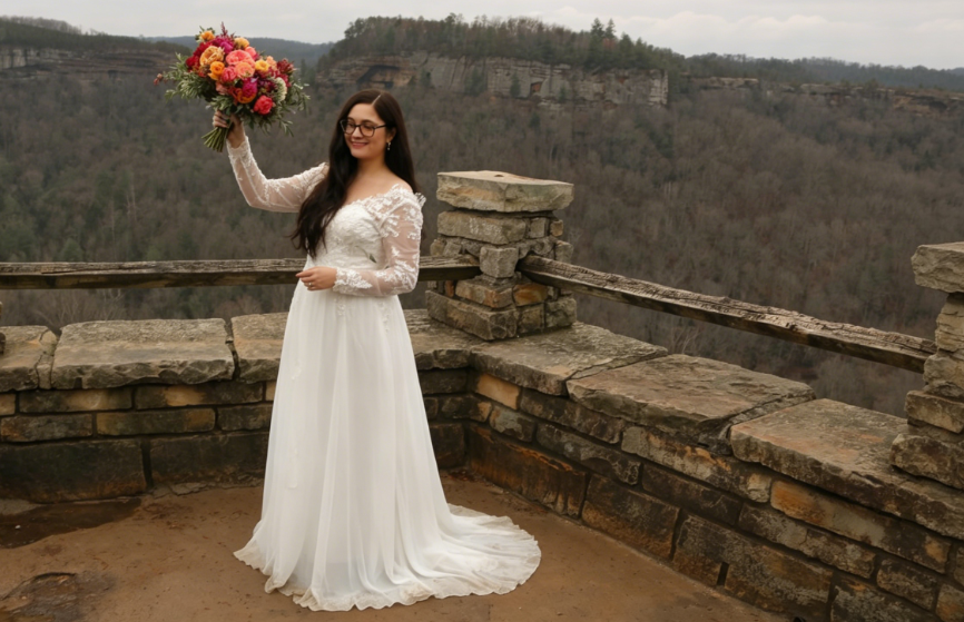 wedding dress for small outdoor ceremony