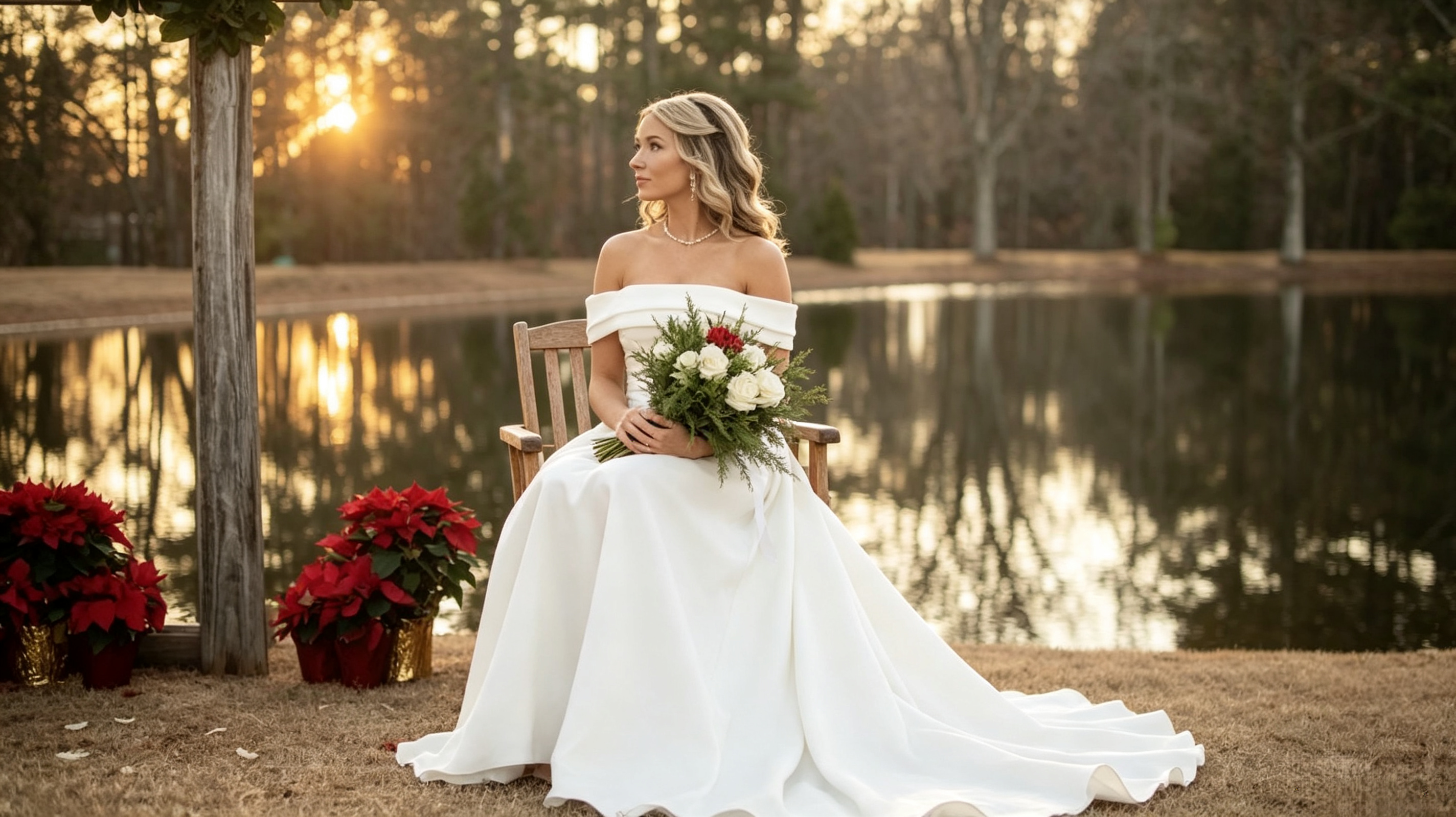 off the shoulder satin wedding dress