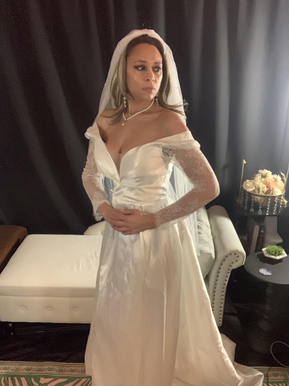 ANNAKOO vintage lace long sleeve bridal gown corset back fit