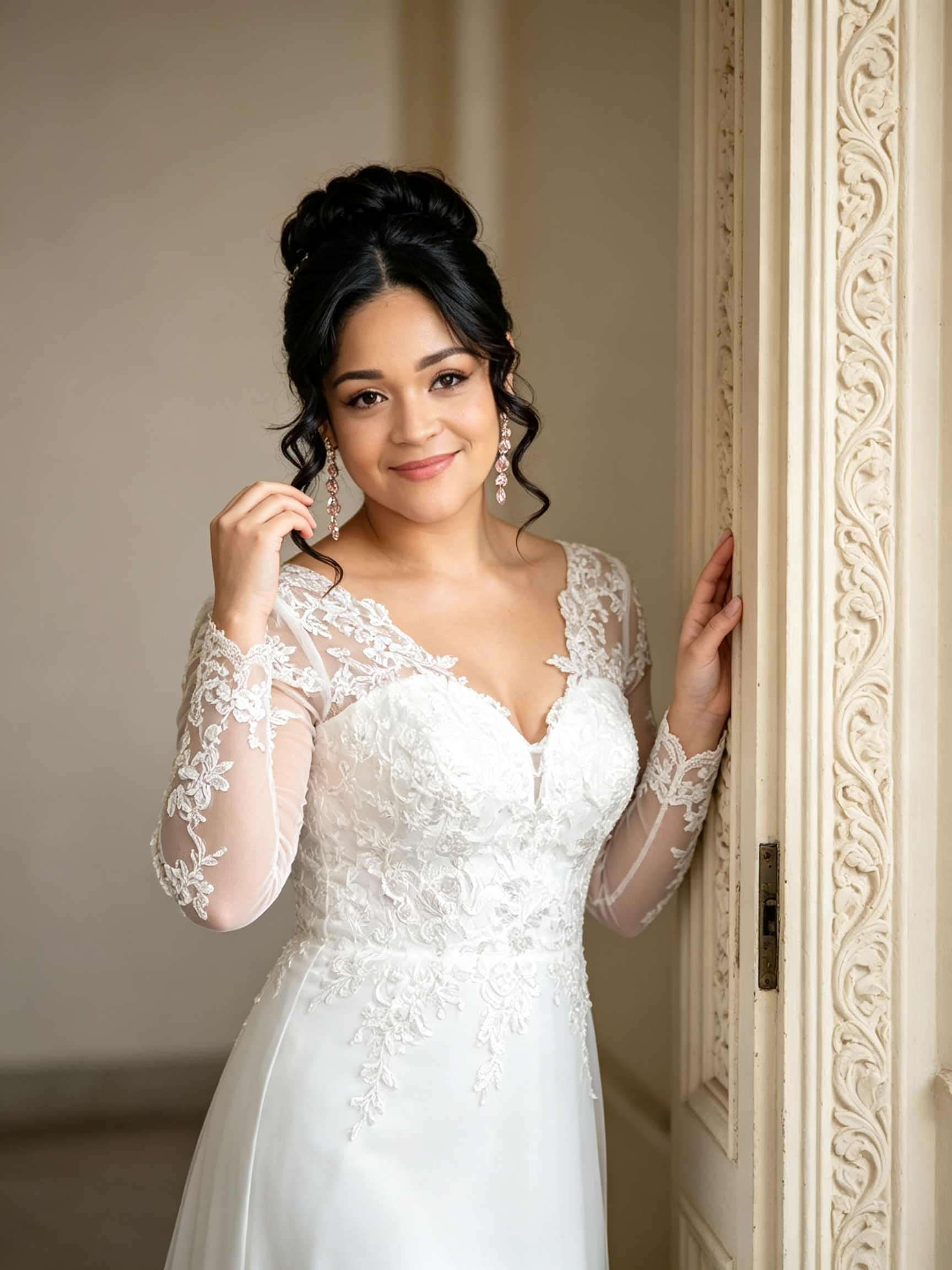 long sleeve v neck wedding dresses