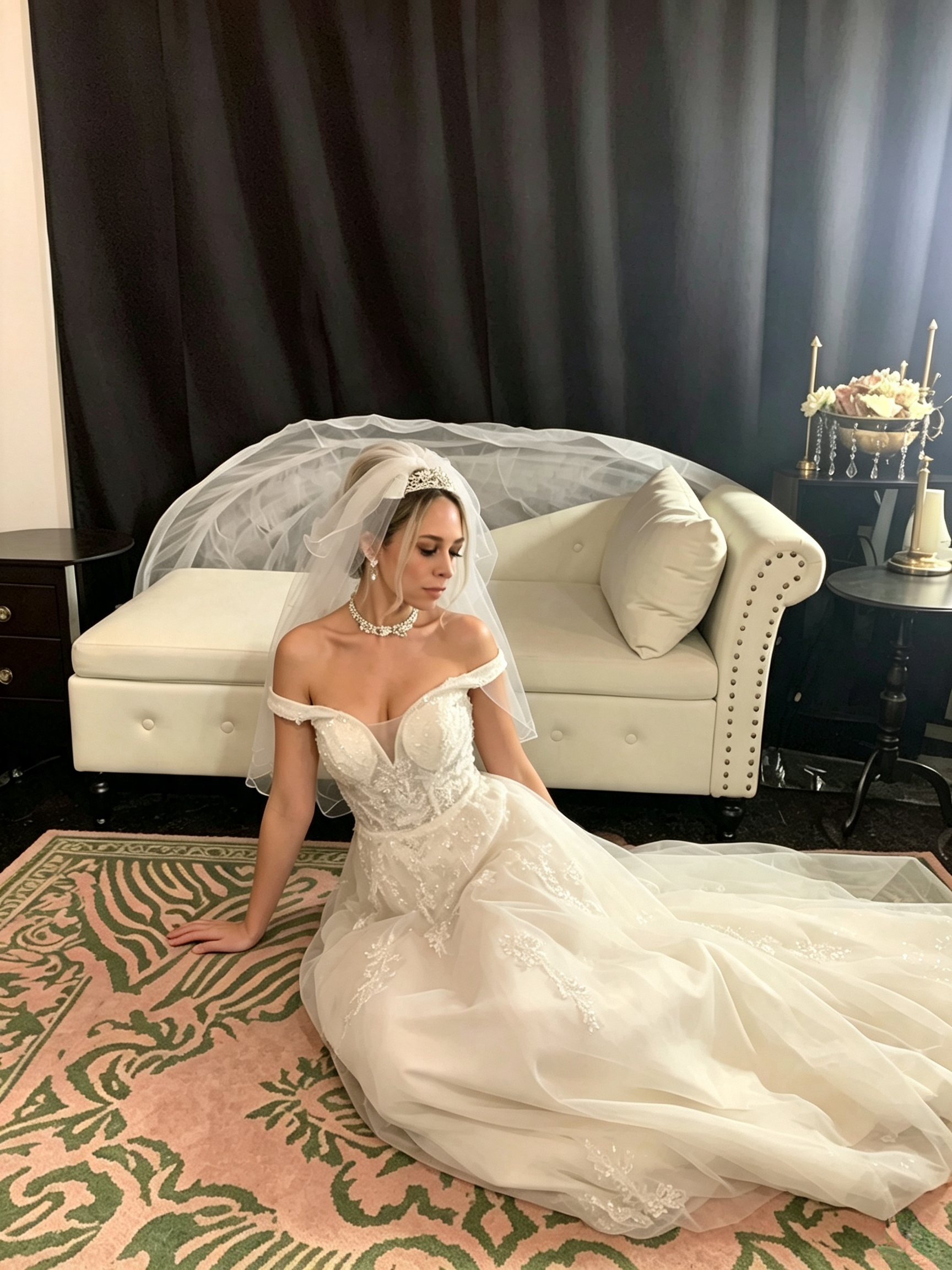 ANNAKOO off shoulder A line bridal gown corset back fitting review