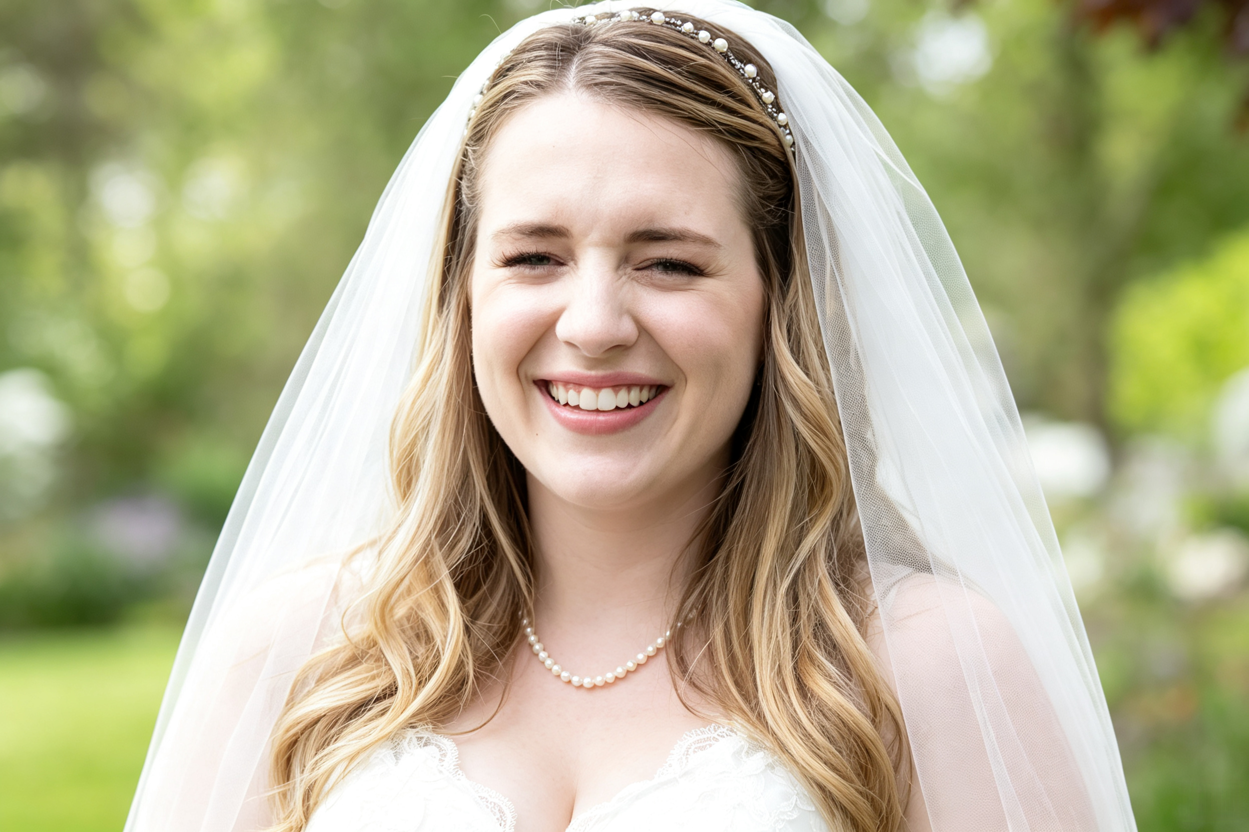 chiffon wedding dress photos in natural light garden