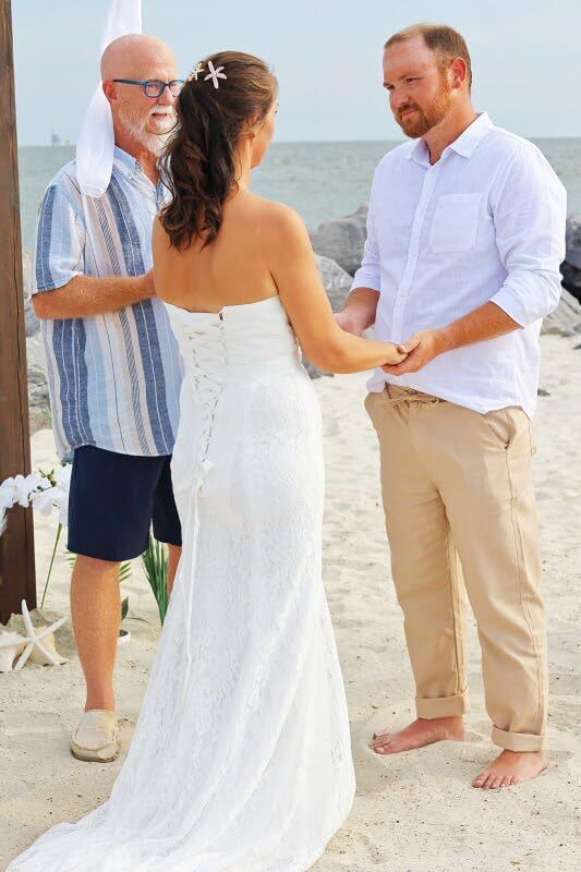 opaque lace wedding dress for beach photos