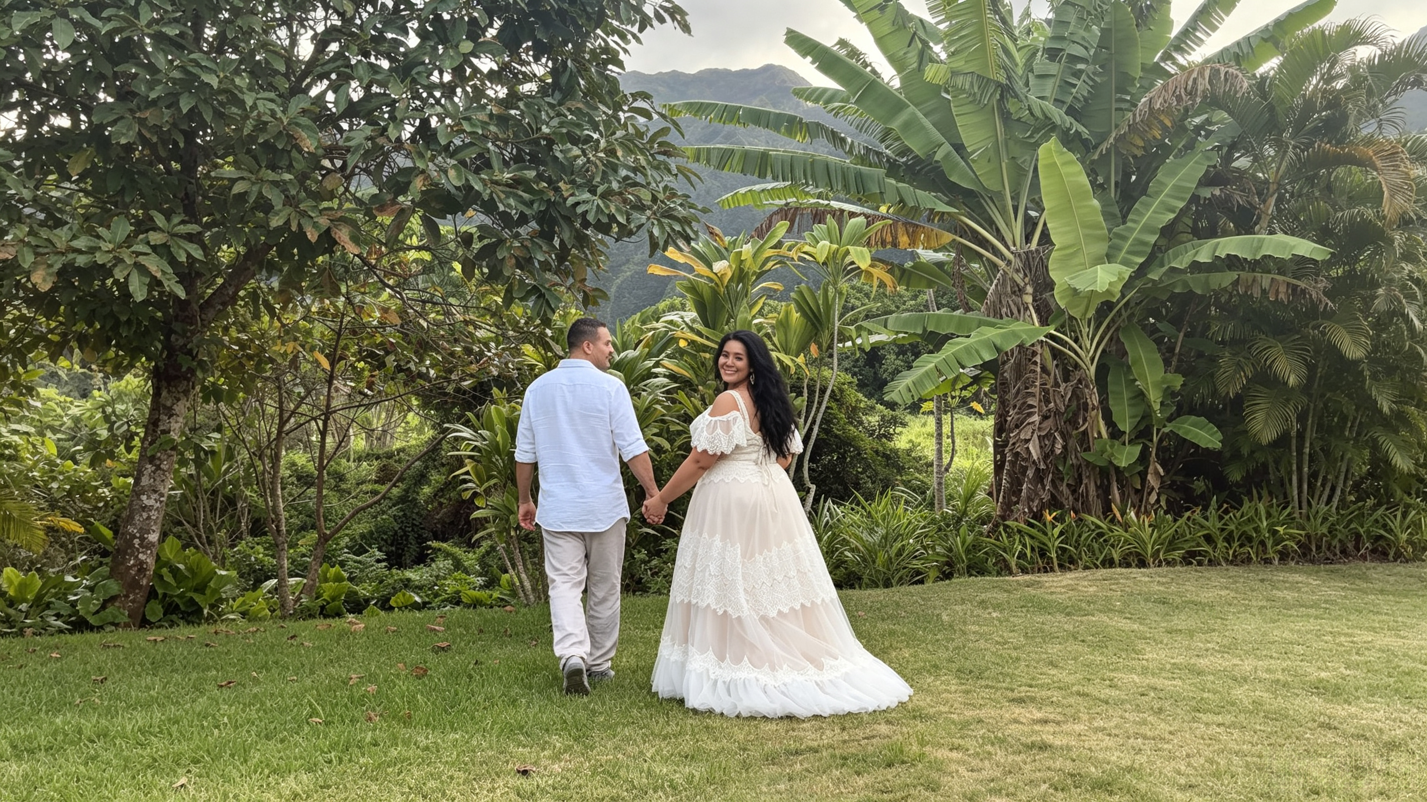 Boho lace dress for tropical outdoor ceremony