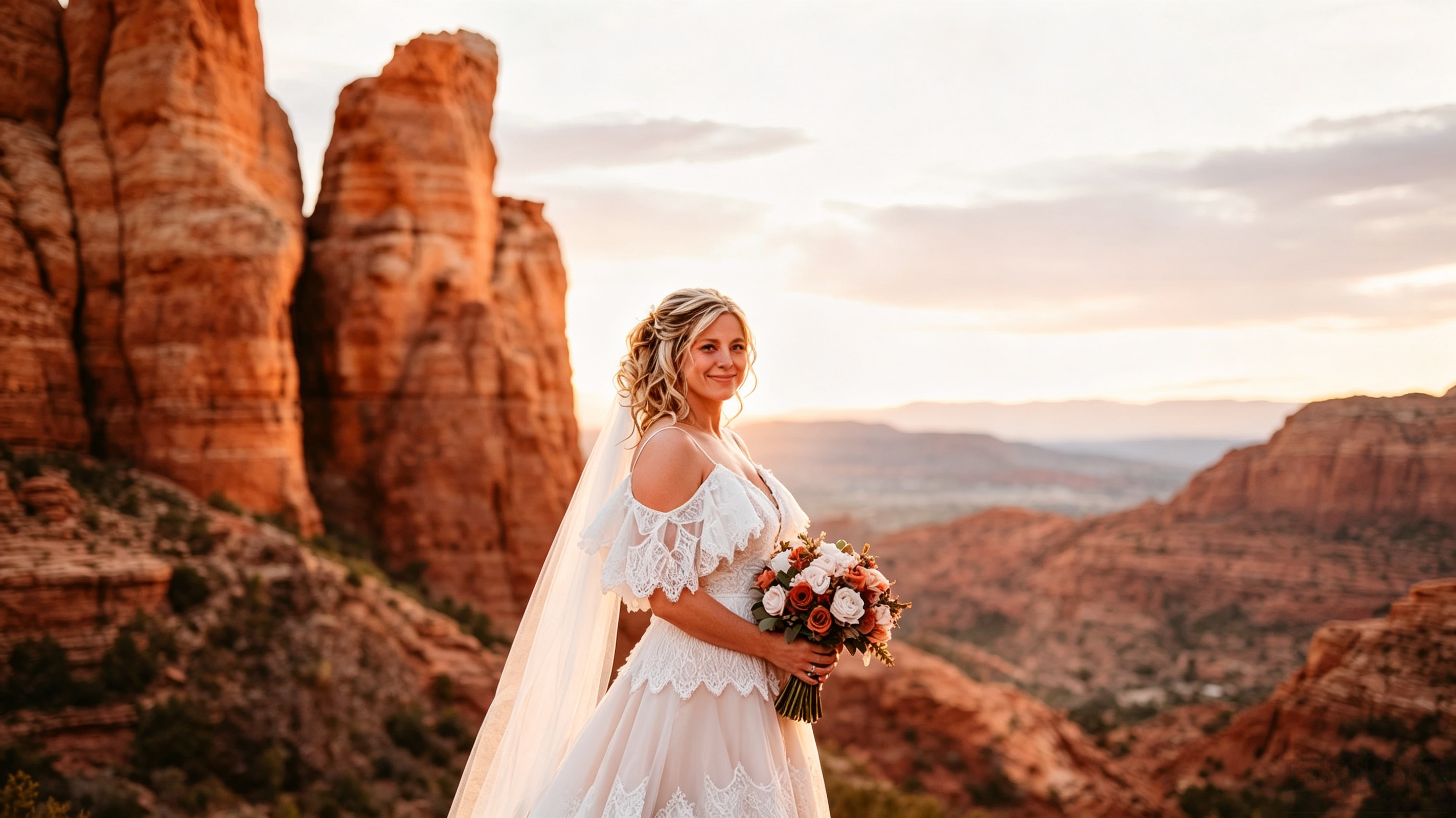 Blush lace boho wedding gown