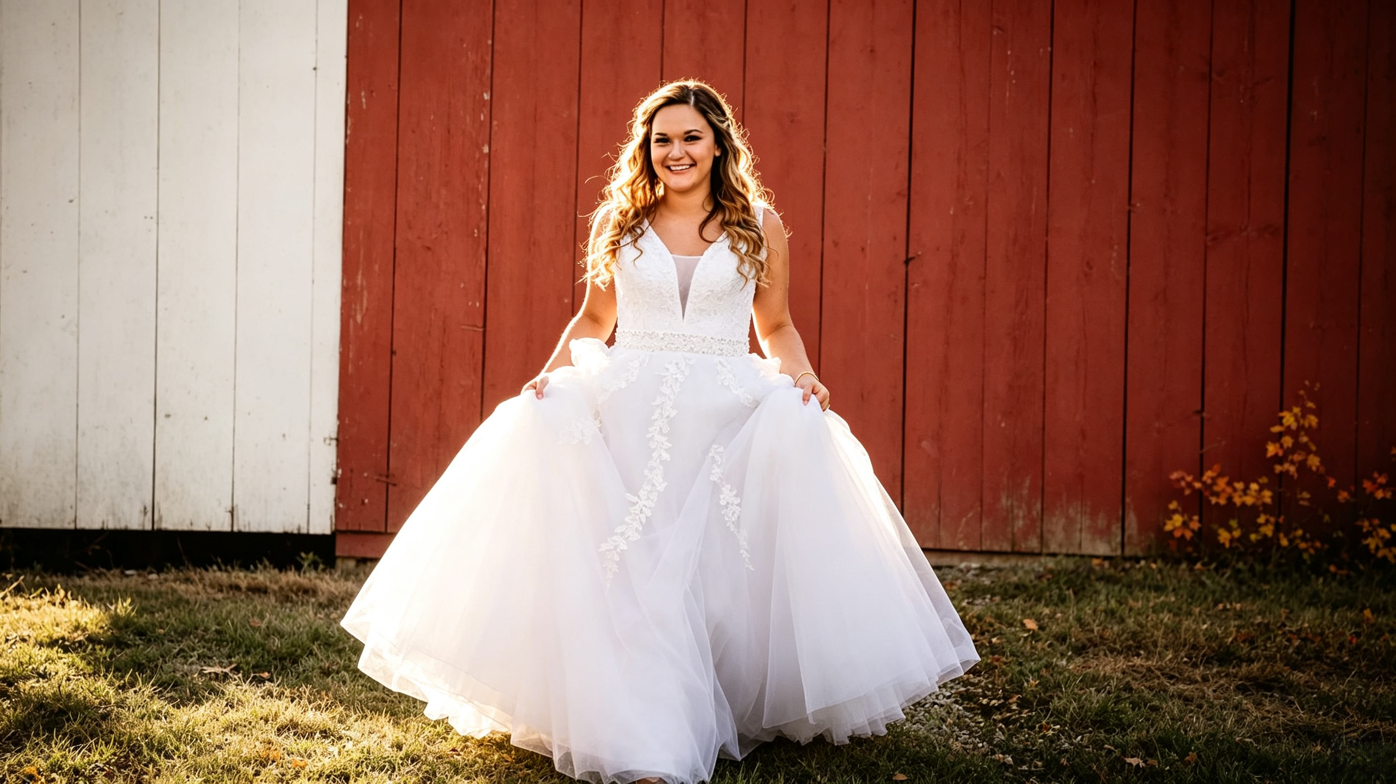 Outdoor wedding dress tulle durability