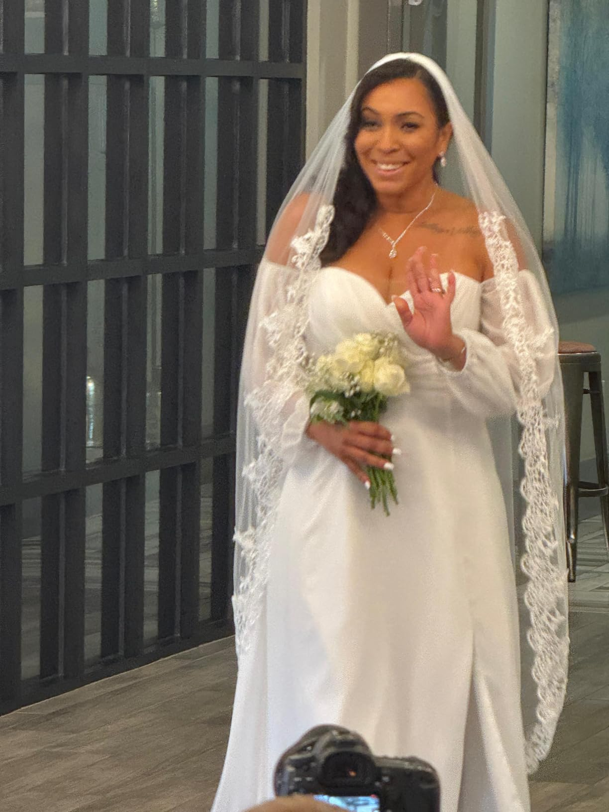 off the shoulder wedding dress for big chest