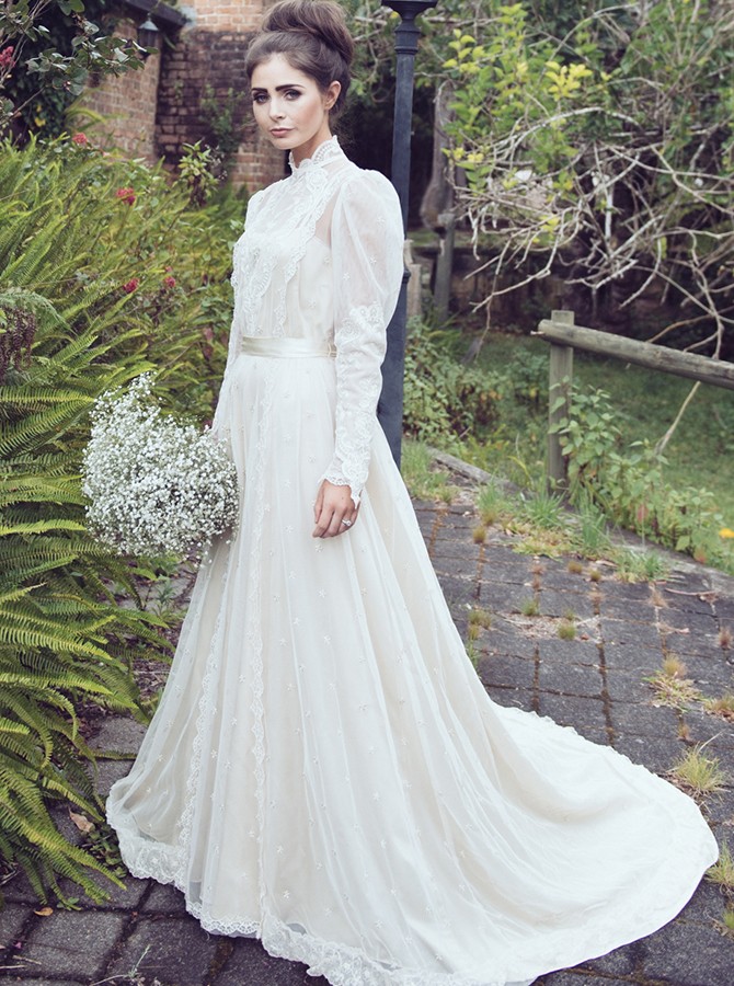 high neck long sleeve lace dress