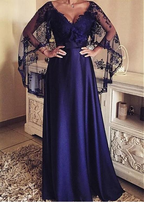 Elegant Mother Of The Bride Dress – Chiffon Cap Sleeve Beaded Gown With V-Neck & Lace-Up Back - View #8