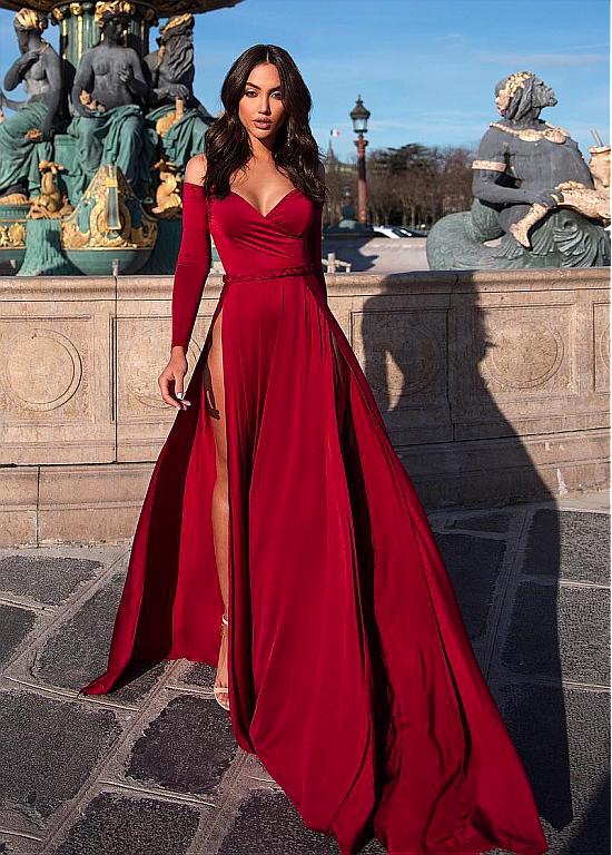 chinese dress ladies Long Sleeve Side-Shirred Dress main image 0