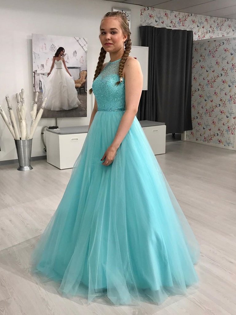 turquoise blue formal dress Turquoise Silk Satin Chic Evening Dress V-neck Split Sleeceless Formal Dress main image 1