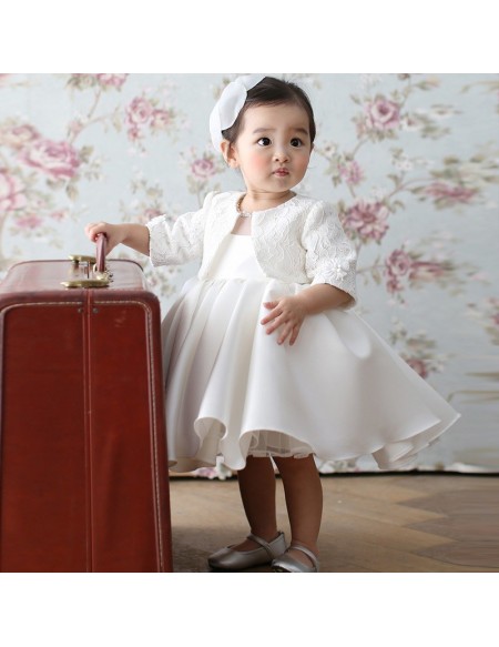 white baby flower girl dress